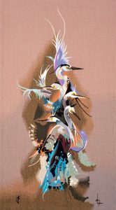 Les échassiers - tapisserie - 140 x 75 cm - 2022 Lissière Dominique de Serres